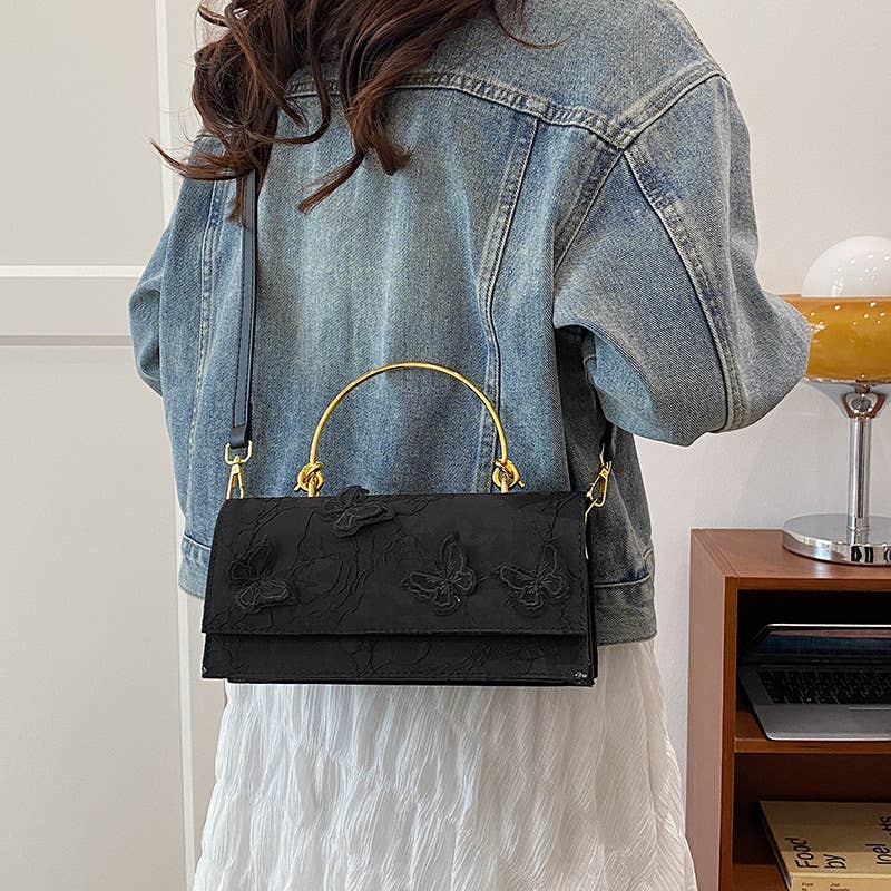 Lace butterfly single-shoulder chain square bag