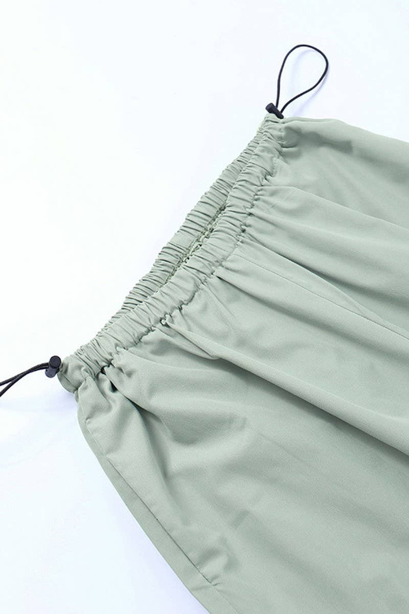 CWBLP1711_SOLID COLOR DRAWSTRING WAIST CASUAL PANTS