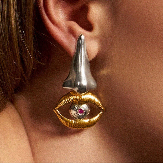 Eye Nose Mouth Pendant Fashion Earrings_CWAJE5052