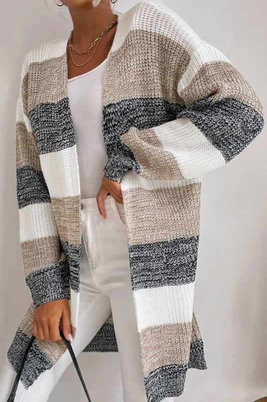 CWOCAL1578_FALL LOOSE STRIPED BUTTON-DOWN CARDIGAN