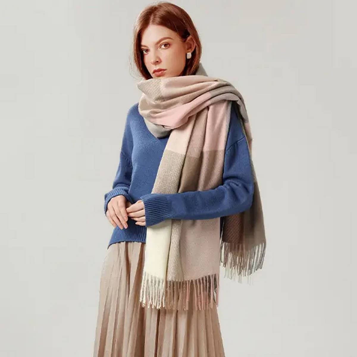 AUTUMN WINTER PLAID  THICK SHAWL SCARF_CWASC0176
