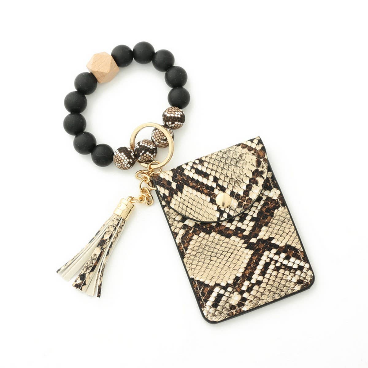Sunflower Bead Wallet with Snakeskin Keychain_CWAB4998