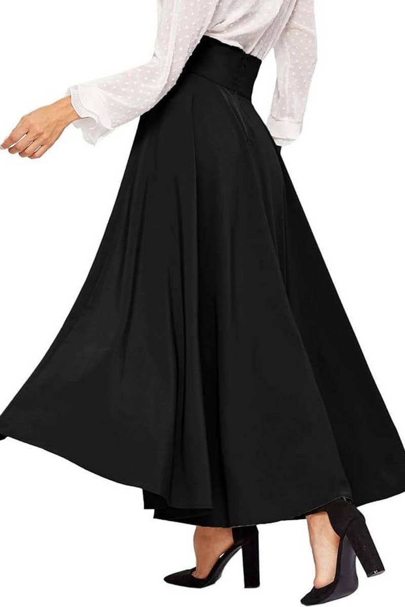 CWBLS0533_SUMMER HIGH WAIST SLIM FRONT TIE A-LINE SKIRT