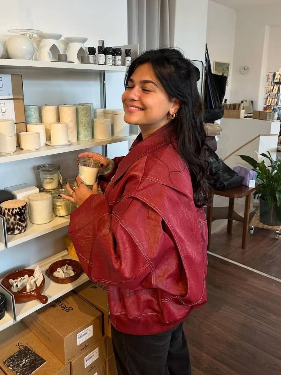 Fashionable and versatile solid-color PU jacket