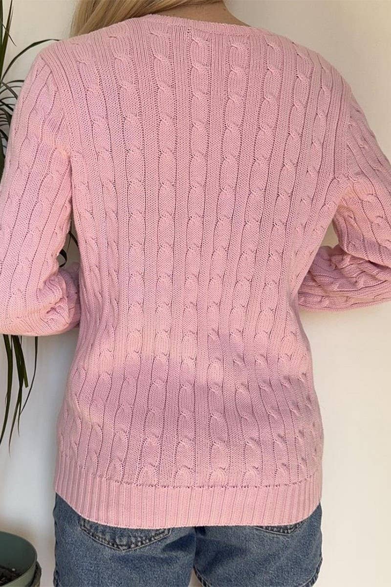 CWOSWL07534_CASUAL LONG-SLEEVED SOLID COLOR KNITTED TOP