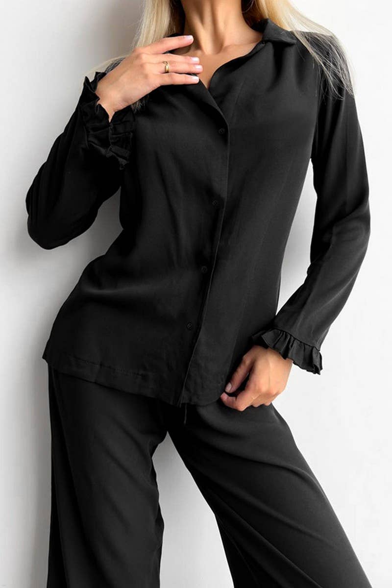 CWSPJ0309_RUFFLED LONG-SLEEVED TROUSERS SLEEPING SET