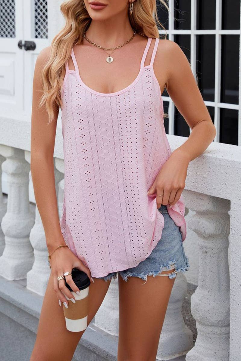 CWTTSL0323_SOLID COLOR ROUND NECK WOMEN'S BOTTOMING VEST TOP