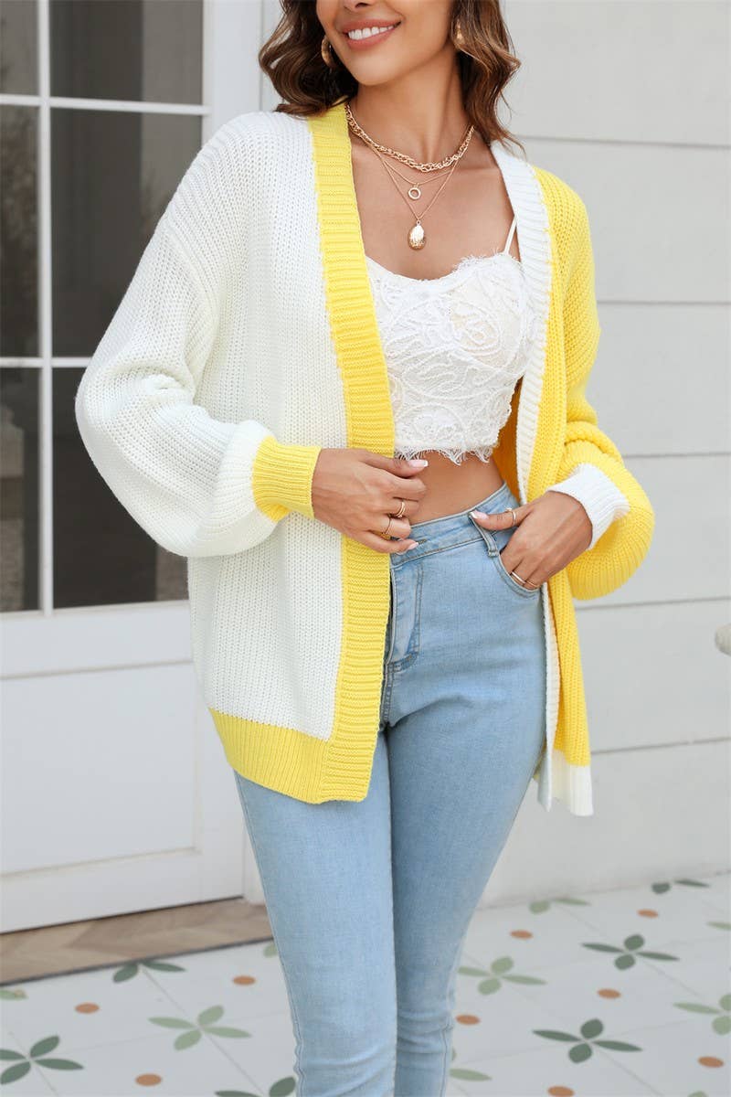 CWOSWL1692_Long Sleeve Casual Open Front Cardigan Sweater