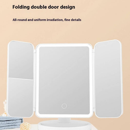 SHELL FLIP TRI-FOLD MIRROR FILLLIGHT DRESSINGMIRROR
