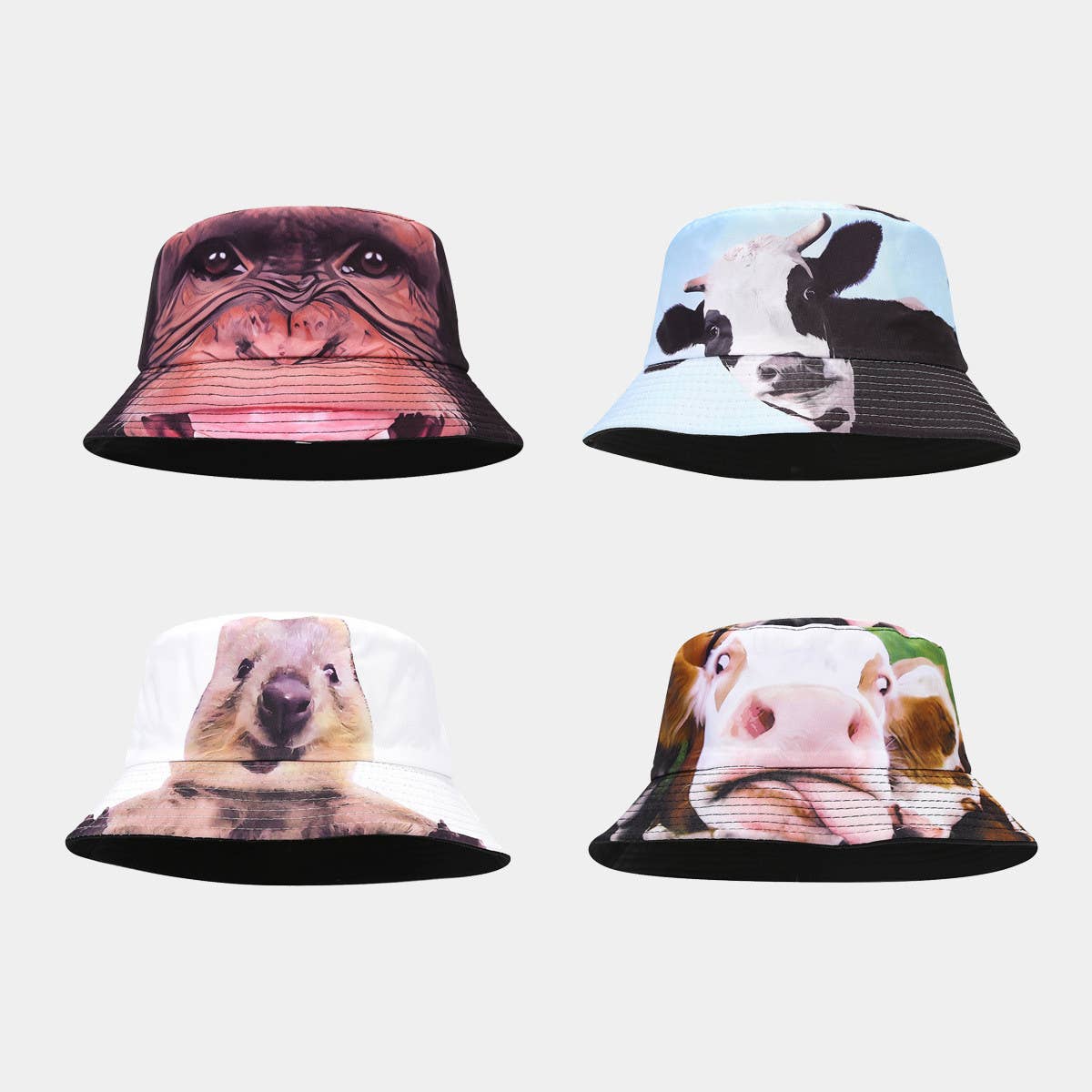 WOMEN SUN VISOR PRINTED DOUBLE-SIDED BUCKET HAT_CWAH1634