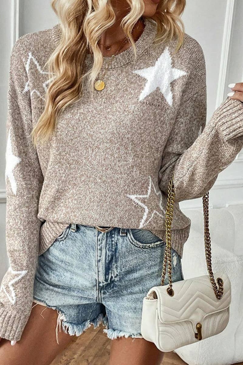 CWOSWL5204_FALL STAR CREW NECK LONG SLEEVE SWEATER