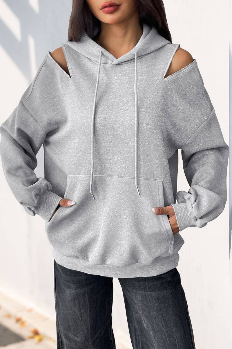 CWOHOL00588_OFF-THE-SHOULDER DRAWSTRING HOODED SWEATSHIRT