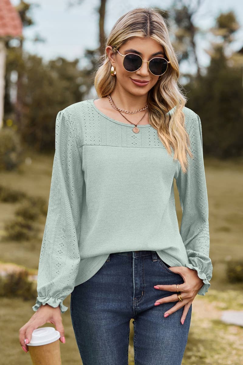 CWTBLL2805_CASUAL CREW-NECK FALL LONG-SLEEVED TOP
