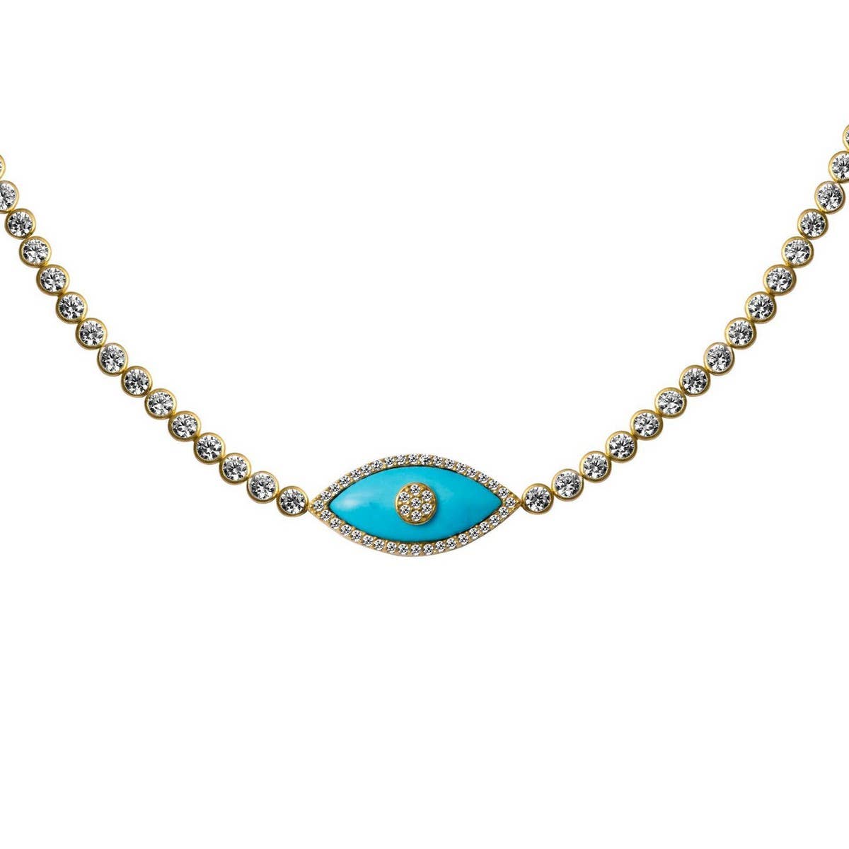 FASHIONABLE DEVIL'S EYE ZIRCON CLAVICLE NECKLACE