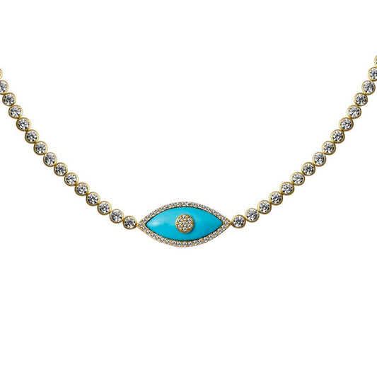 FASHIONABLE DEVIL'S EYE ZIRCON CLAVICLE NECKLACE