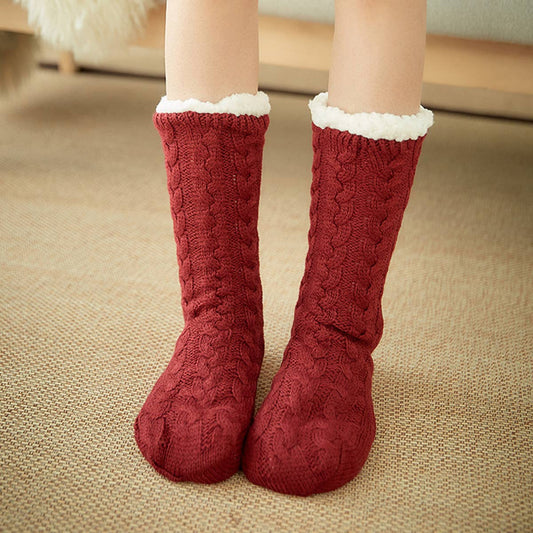 THICKENED TWISTED STRIPED PLUSH INDOOR SLIPPERS