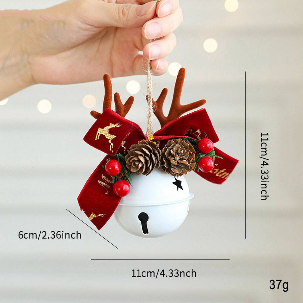 Mixed Christmas Bells Antlers Bows Pinecone Decor