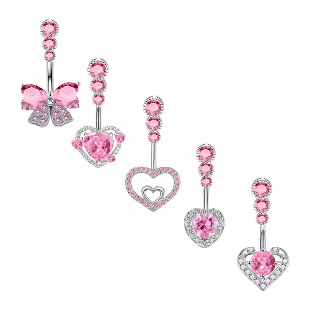 Butterfly CZ Belly Ring with Stainless Steel Bar_CWMM9250