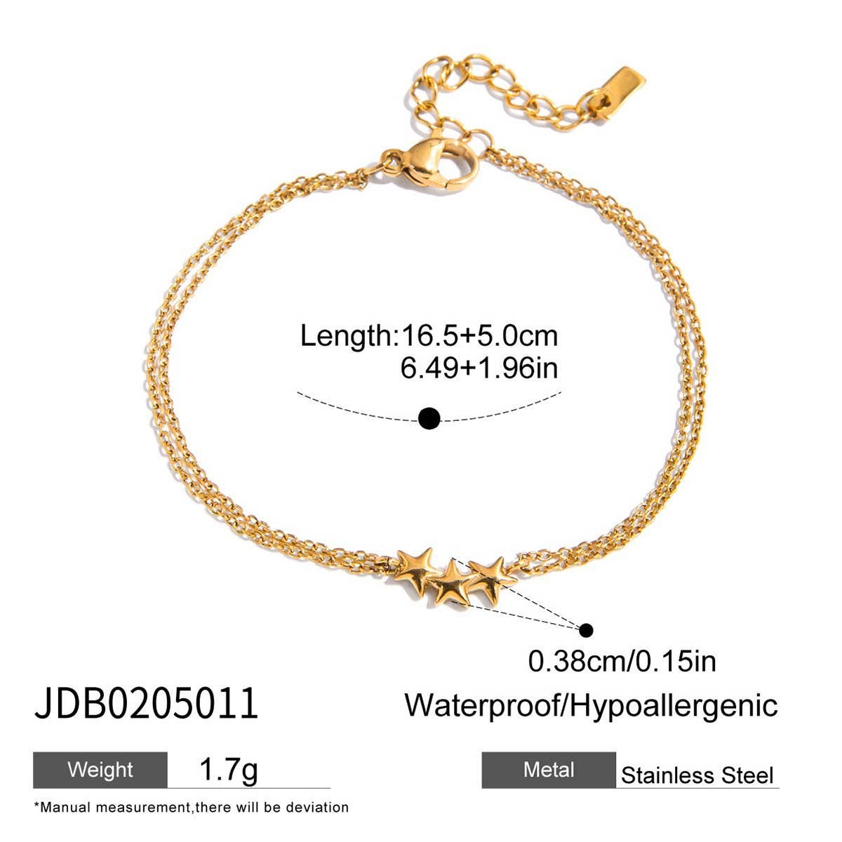 Bright Enamel Heart Star Bracelet, 18K Gold Steel_CWAJE4812