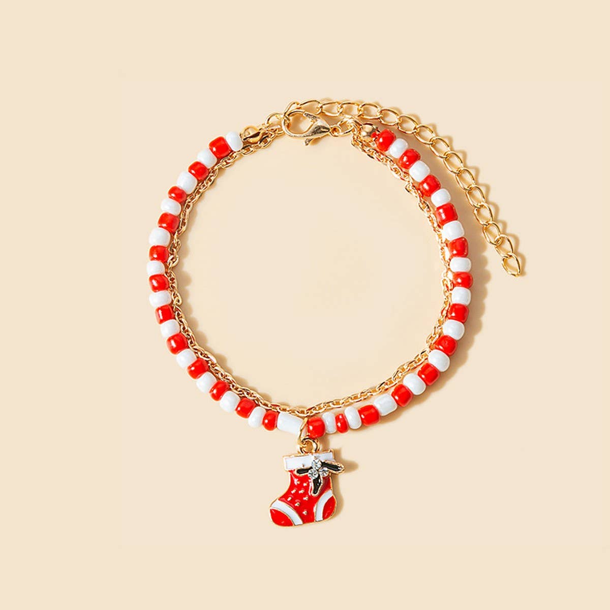 CHRISTMAS COLORBLOCK HANDMADE BEADED BRACELET