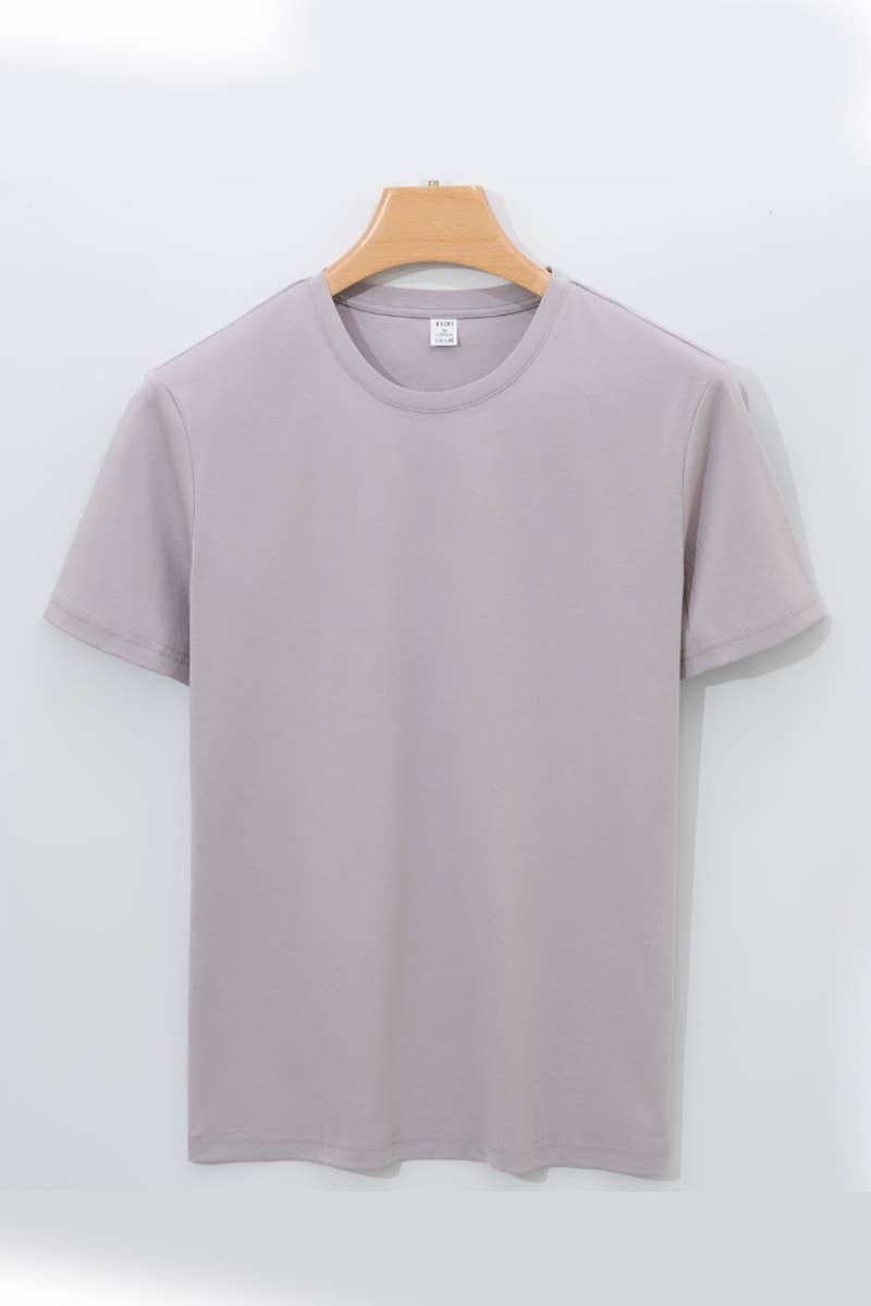 CWTBLS1785_CASUAL SOLID COLOR ROUND NECK MEN'S T-SHIRT