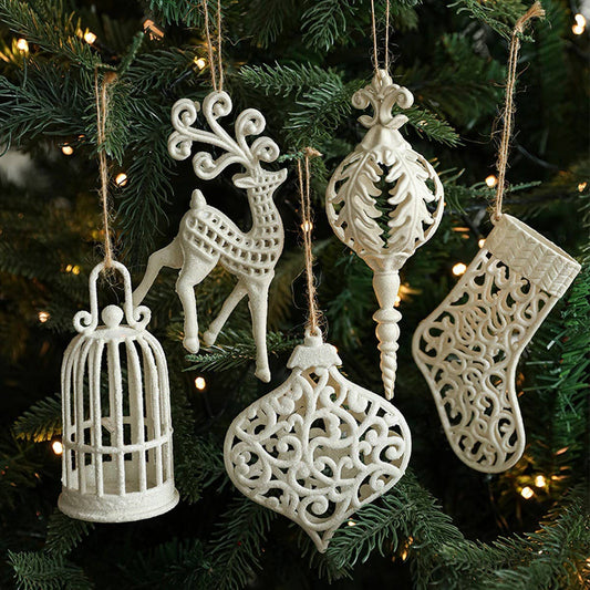 White Plastic Reindeer & Star Christmas Tree
