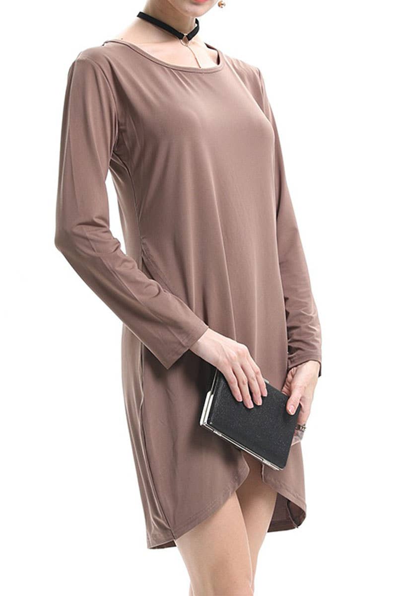 Crew-neck skirt Fashion long-sleeved dress