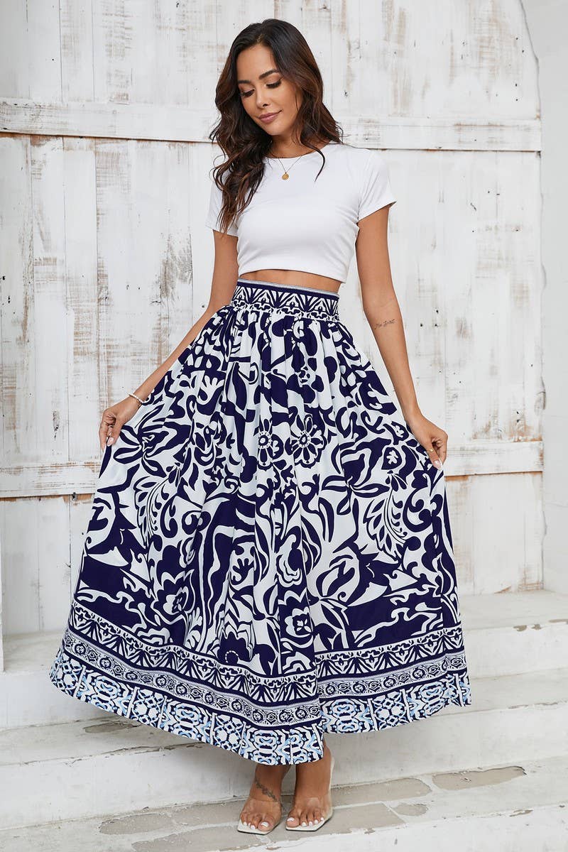 CWBMS0225_HIGH WAIST VINTAGE DIGITAL PRINT SKIRT