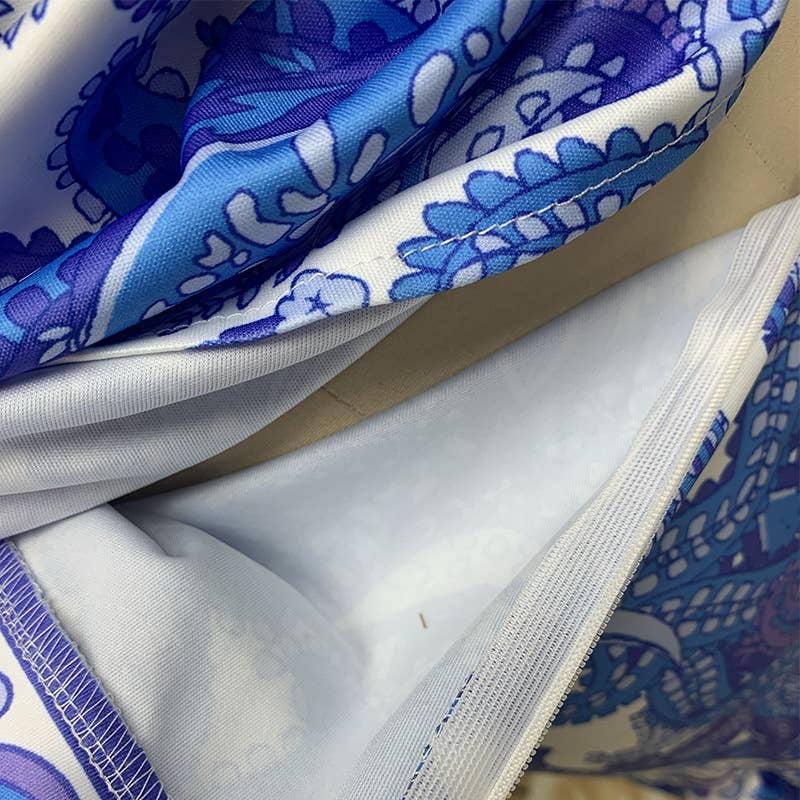 BOHO PRINT TOP MID-LENGTH WRAP ARM SKIRT SUIT