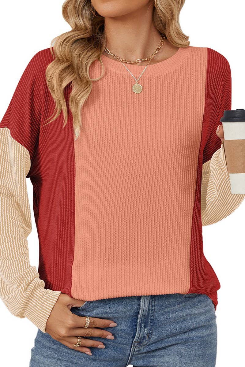 CWTBLL3666_FASHIONABLE LOOSE THREAD SPLICING T-SHIRT