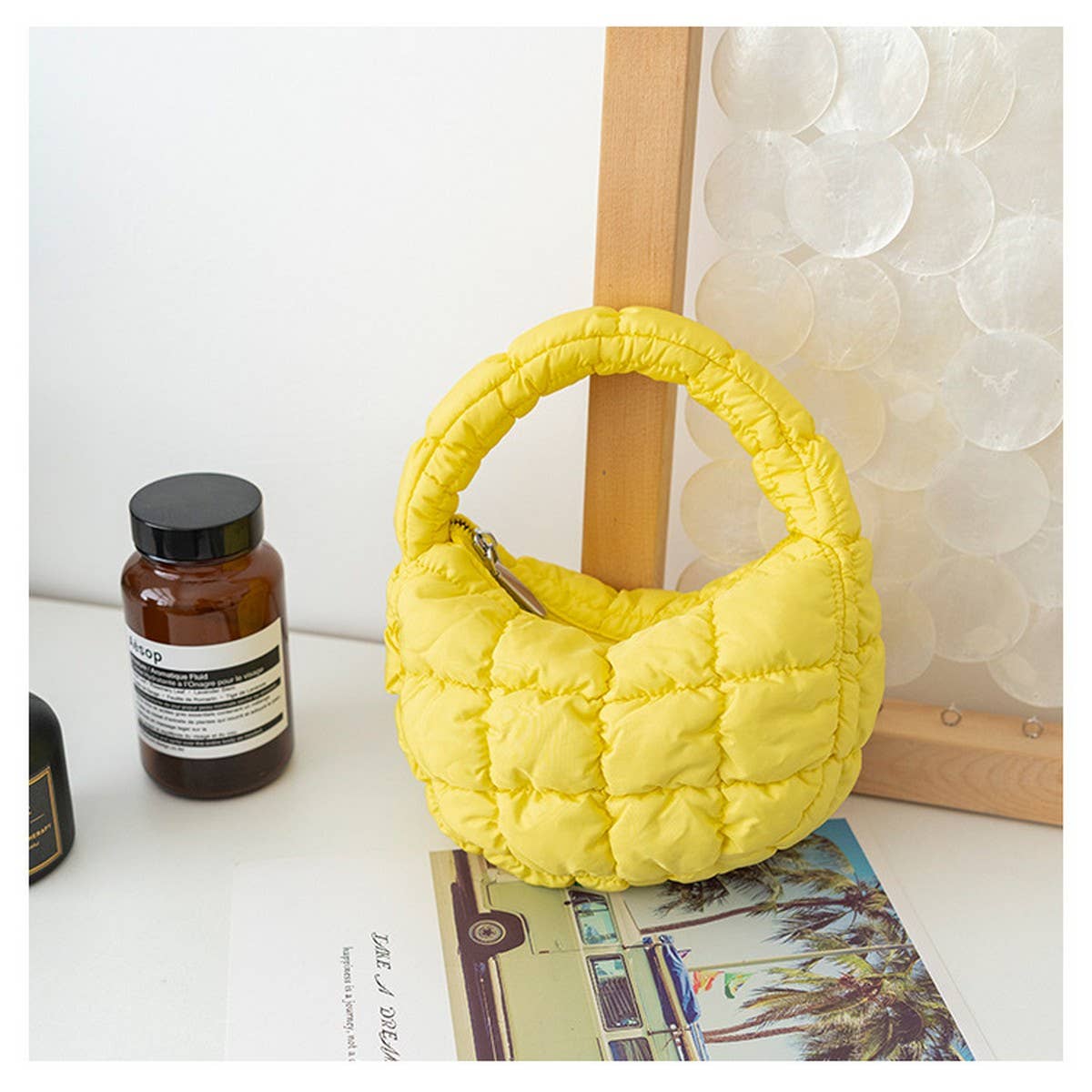 Stylish Plaid Puffy Cloud Handbag  Mini Tote_CUAB00506