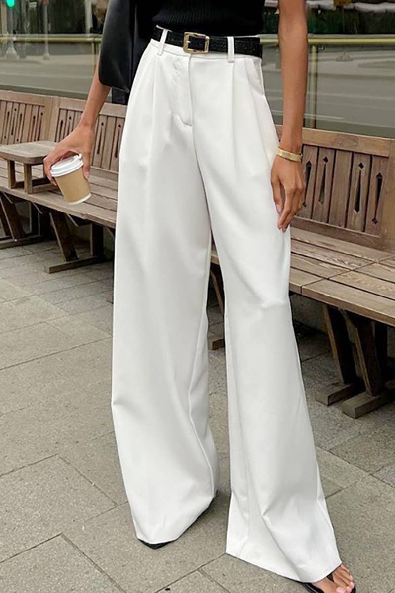CWBLP1712_WHITE HIGH WAIST CASUAL WIDE LEG TROUSERS