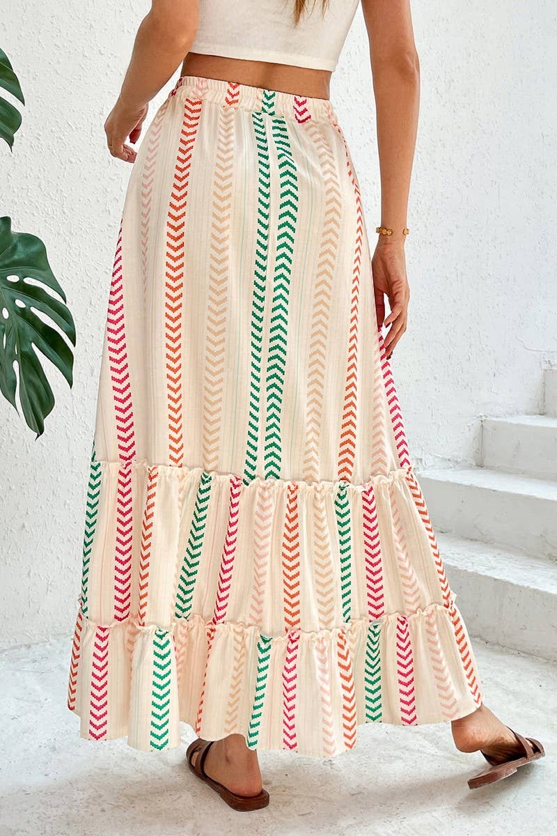 CWBLS0552_BOHO COLORBLOCK PRINTED ELASTIC MIDI SKIRT