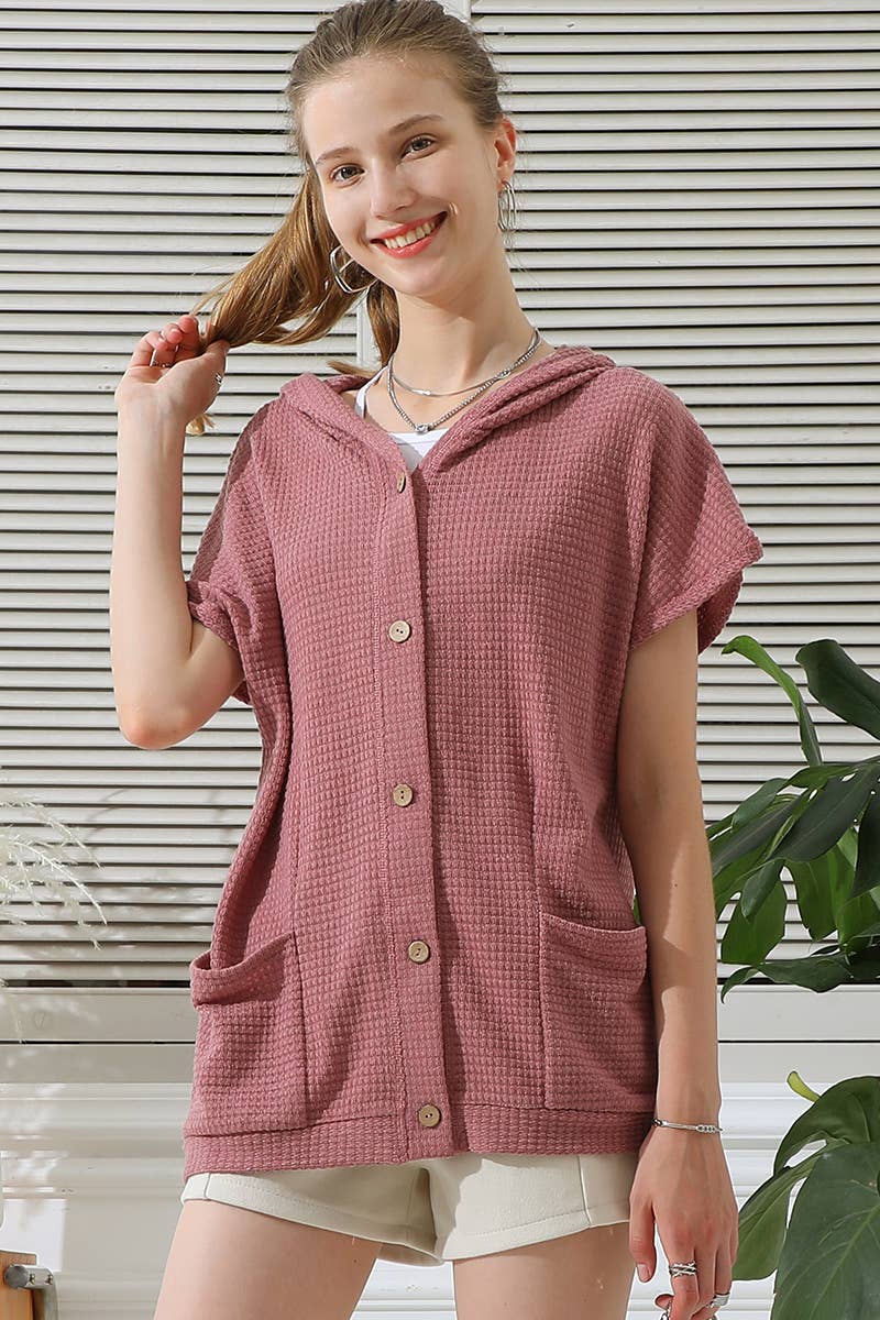 CWTTS665_BOTTON DOWN HODDIE TOP CADIGAN WITH FRONT POCKETS