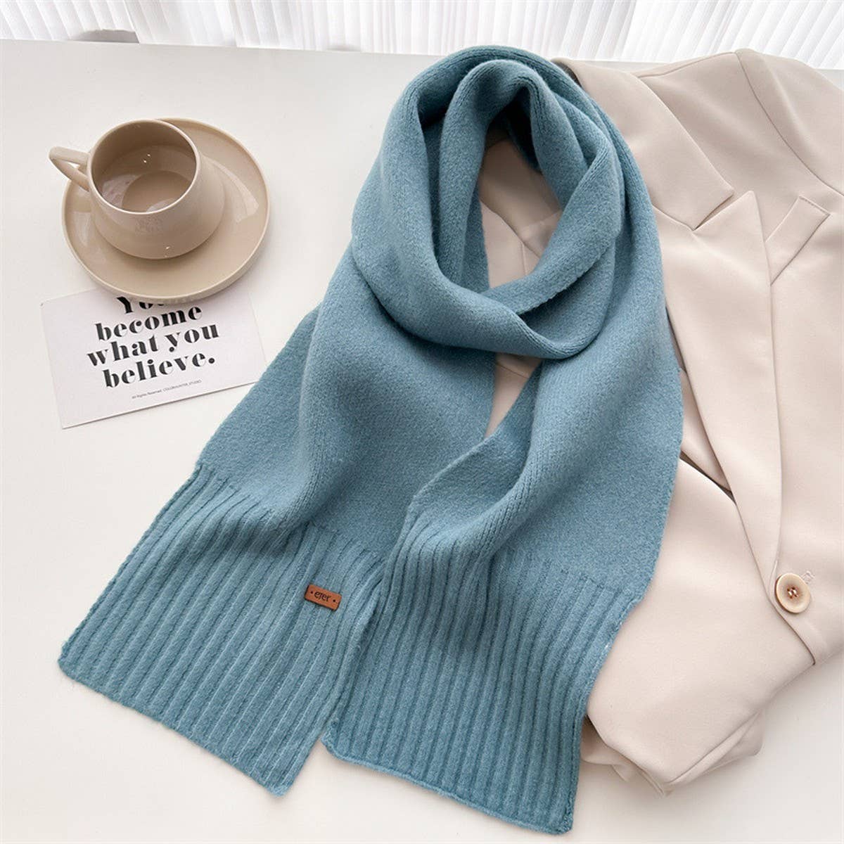 Warm Minimalist Wool Wrap Scarf for Fall Days