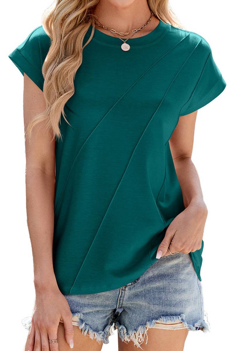 CWTTS1332_SUMMER ROUND NECK LOOSE SHORT SLEEVE T-SHIRT