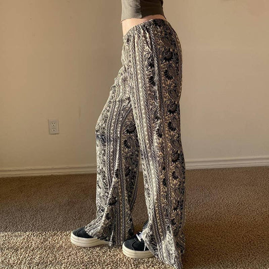 ABSTRACT PRINT LOOSE CASUAL STRAIGHT-LEG PANTS