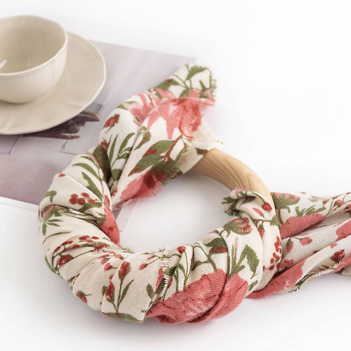 Floral Print Long Faux Cashmere Scarf, Warm Shawl