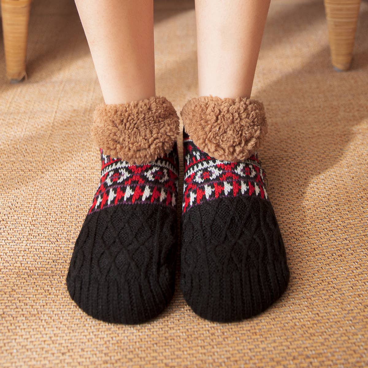 NON-SLIP WARM PLUSH INDOOR SLIPPERS_CWMS0703