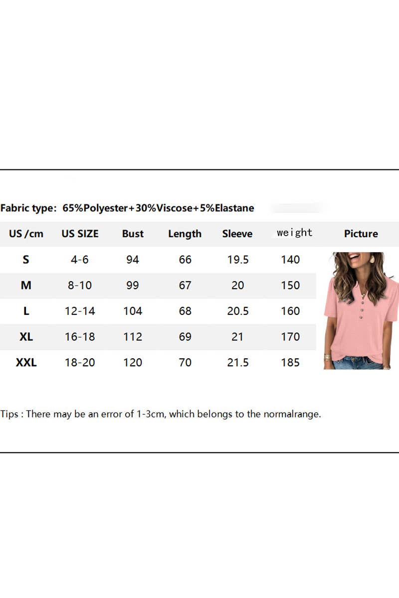 CWTBLS1821_SUMMER TWIST-BUTTON FASHION SHORT-SLEEVED T-SHIRT