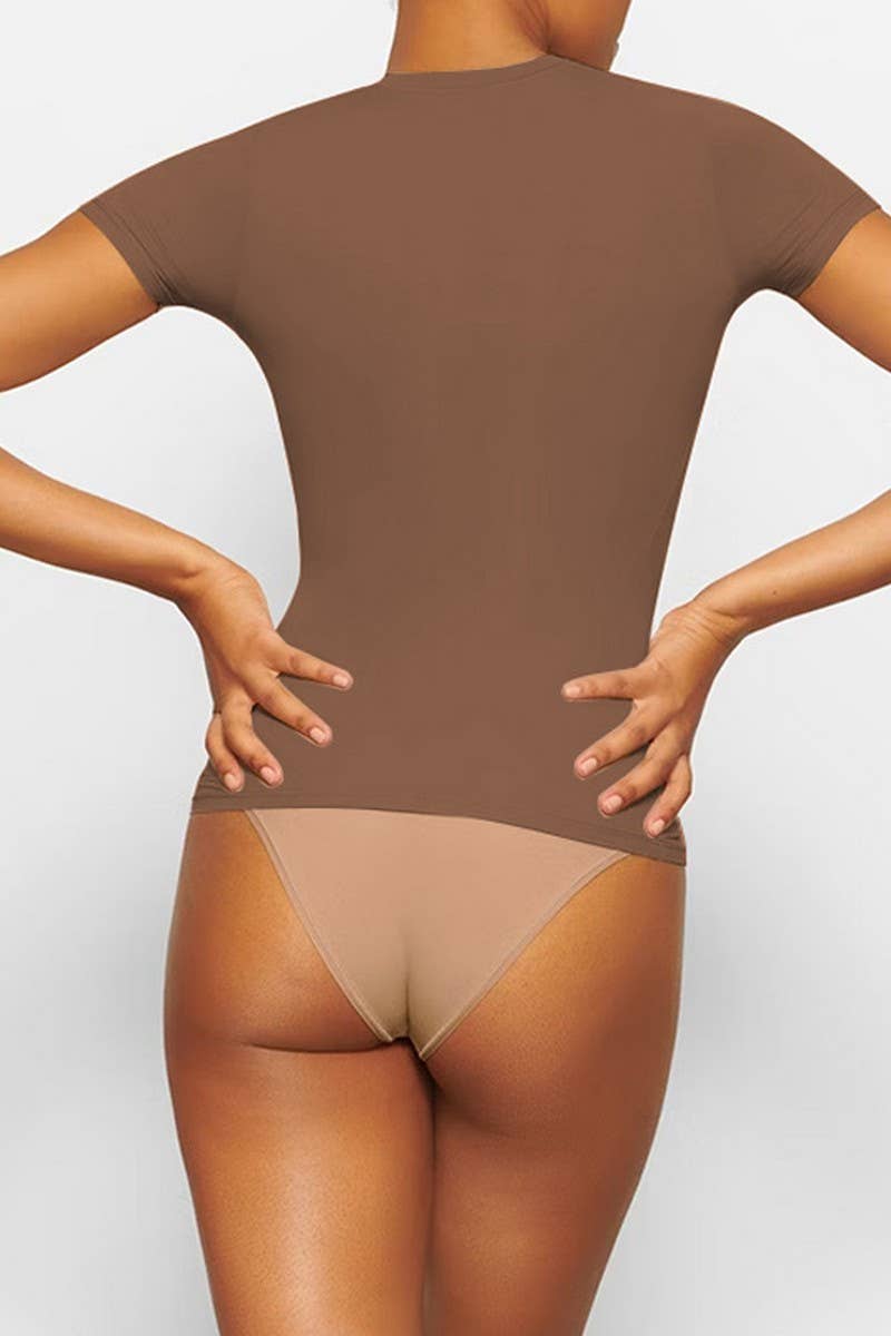 CWTBLS1913_SLIM FIT CROP TOP SEXY GIRL ROUND NECK T-SHIRT