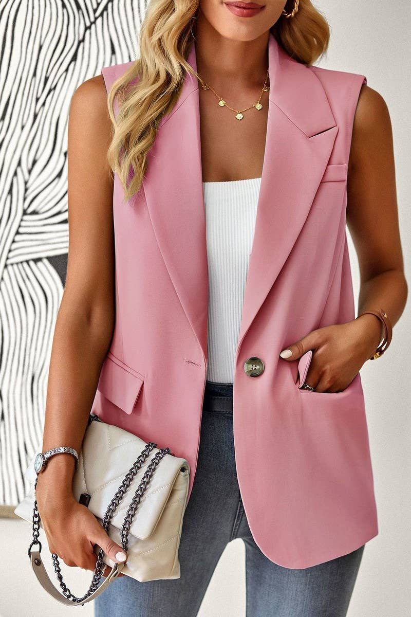 CWOCASL0041_LOOSE AND ELEGANT COMMUTING SLEEVELESS SUIT VEST