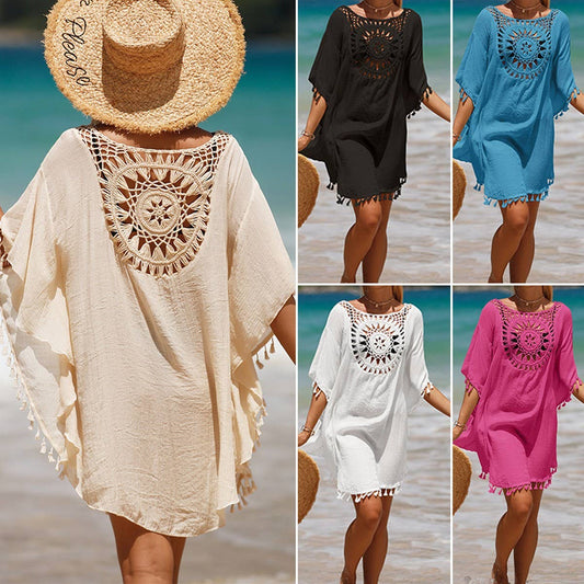 SOLID COLOR STITCHING SEXY BEACH SWIMSUIT COVER UP_CWMW0667