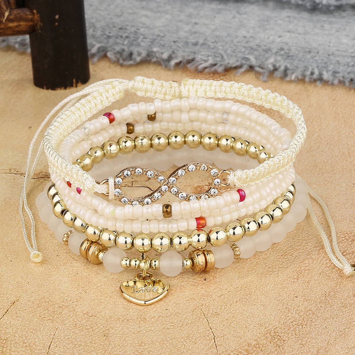 COLORFUL MULTI-LAYER ELASTIC RICE BEAD BRACELET