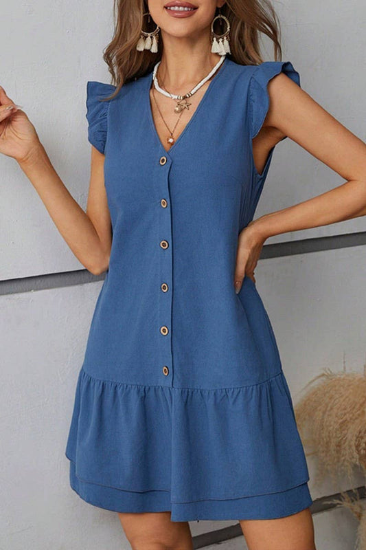 CWDSD8221_SUMMER V-NECK COMMUTER HOLIDAY DRESS