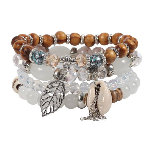 CWMM10457_SANYA COLORFUL BEADED LEAF SHELL BRACELET