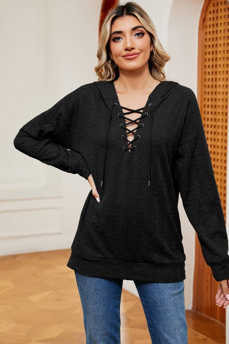 CWOHOL1096_AUTUMN AND WINTER SOLID COLOR HOODED SWEATSHIRT