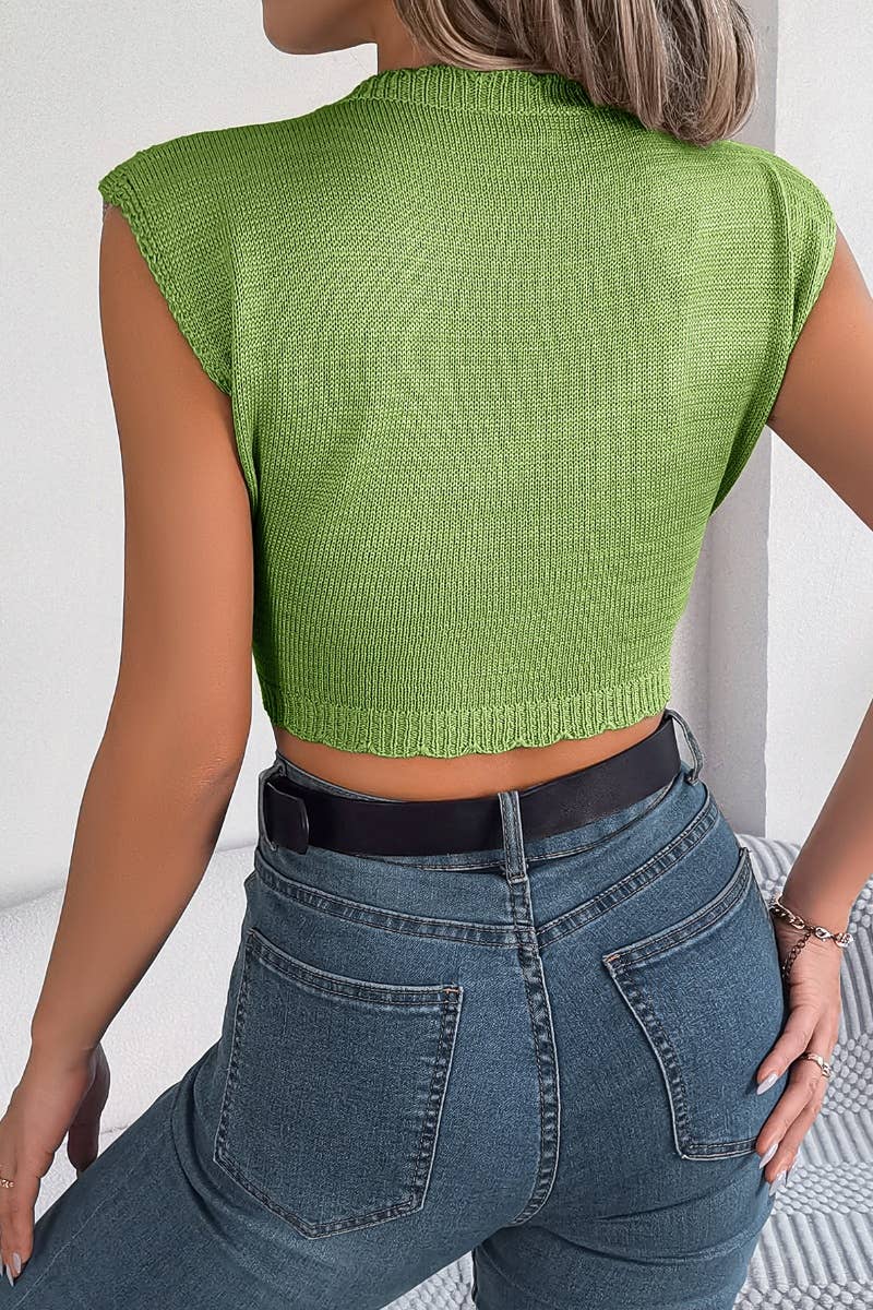 CWOV0296_SUMMER KNIT HEART HOLLOW CROP VEST TOP