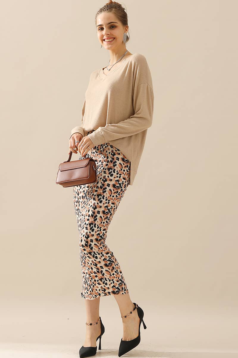 CWTTL1408_Long Sleeve Loose V-Neck Pullover Top