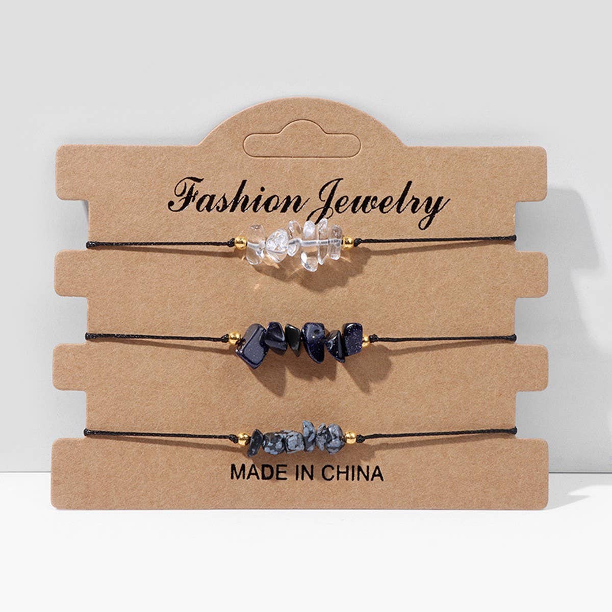 CRUSHED STONE TRIO BRAIDED BRACELET